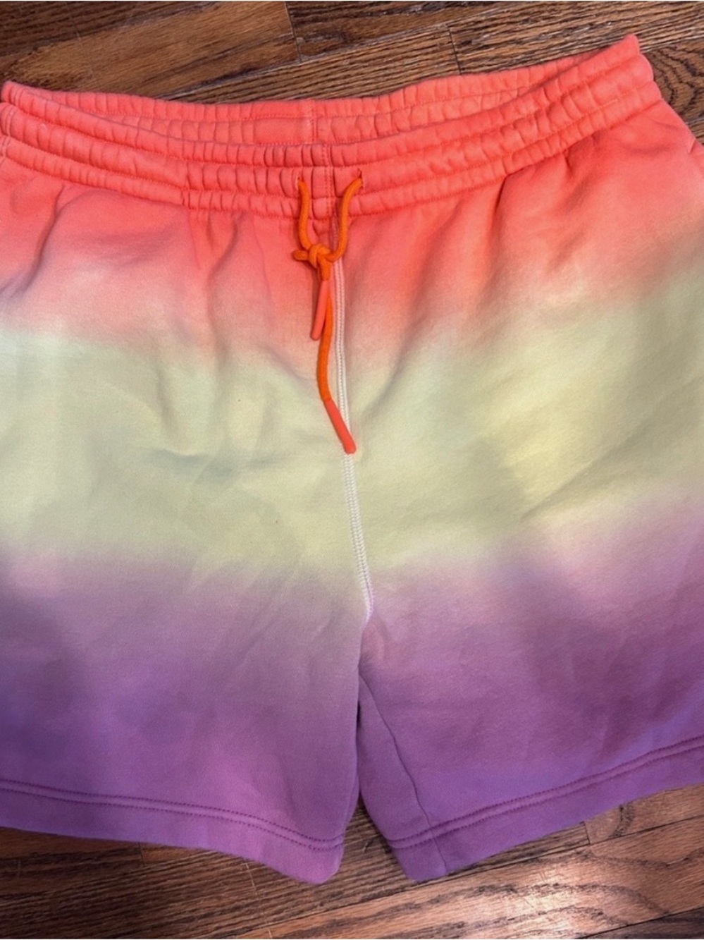 LCKR Men's Ombre Athletic Shorts in Coral, Cream & Purple